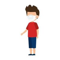 cute boy using face mask isolated icon vector