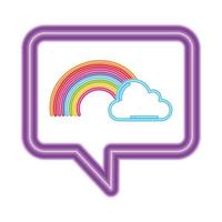 Isolated rainbow and cloud inside bubble vector design