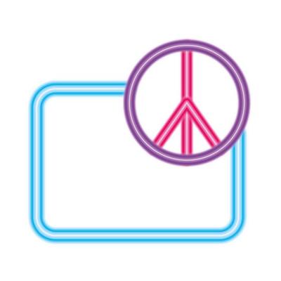 peace and love symbol in front of frame vector design