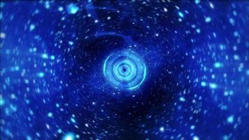 wazig blauw hyperspace tunnel wormgat interstellaire vlucht, video