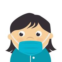 female paramedic using face mask isolated icon vector