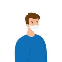 man using protective surgical mask for covid 19 prevention vector