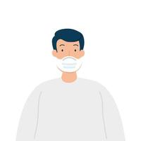 man using protective surgical mask for covid 19 prevention vector