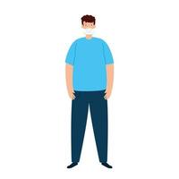 man using protective surgical mask for covid 19 prevention vector