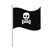 bandera pirata con una calavera y huesos sobre fondo blanco vector