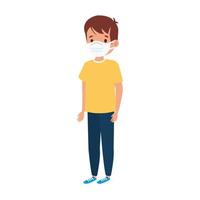 boy using face mask isolated icon vector