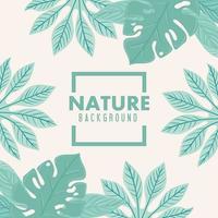 nature background, frame of tropical nature leaves of pastel color vector