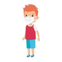 cute boy using face mask isolated icon