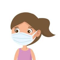 cute girl using face mask isolated icon vector