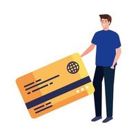 avatar de hombre con diseño de vector de tarjeta de crédito