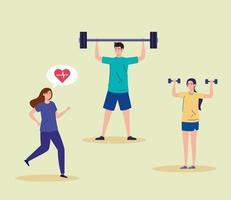 sport, group people practicing sport, healthy lifestyle vector