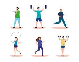 sport, group people practicing sport, healthy lifestyle vector