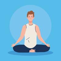 hombre meditando, concepto de yoga, meditación, relajación, estilo de vida saludable vector
