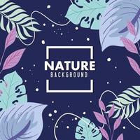 nature background, frame of tropical nature with branches and leaves of pastel color vector