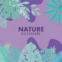 nature background, branches with tropical nature leaves of pastel color vector