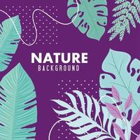 nature background, branches with tropical nature leaves of pastel color vector