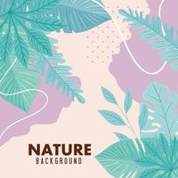 nature background, frame of tropical nature with branches and leaves of pastel color vector