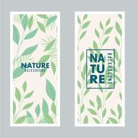 set of nature background, branches with leaves with pastel color vector