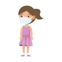 cute girl using face mask isolated icon vector