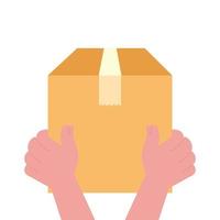 hands holding delivery box vector design