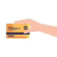 hand holding credit card vector design