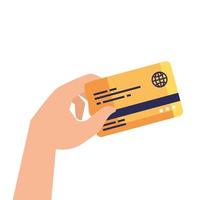 mano que sostiene el diseño del vector de la tarjeta de crédito