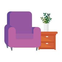 comfortable sofa, luxury couch, with wooden drawer, domestic couch furniture vector