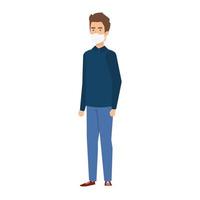 young man using face mask isolated icon vector