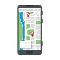 teléfono inteligente con marcas gps de diseño de vector de entrega segura