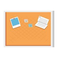 bulletin board with paper attached by push pin, cork board with paper notes vector