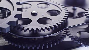 Close Up Shot Of Black Gear Cogs Rotating Working video