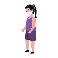 girl using face mask isolated icon vector