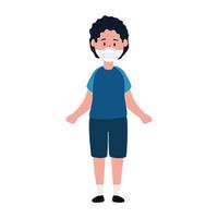 boy using face mask isolated icon vector