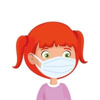 cute girl using face mask isolated icon vector