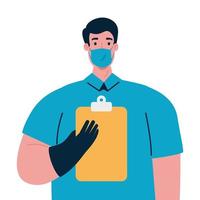 delivery man with mask and document vector design