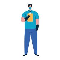 delivery man with mask and document vector design