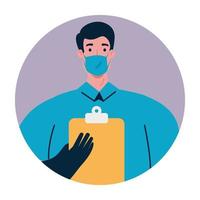 delivery man with mask and document vector design