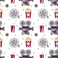 Cinema seamless pattern. Could be used for web site, banner, invitation, wallpaper, wrapping paper, corporative design. Vector illustration isolated on white.