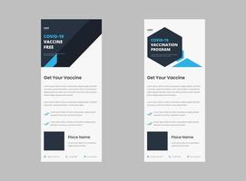 covid vaccine roll up banner, flyer, dl flyer template design. covid poster, leaflet, banner template. vector