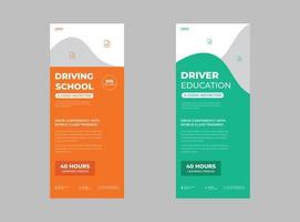 Road Sign Drive School Roll Up Banner Posters, Training and Exam, Vector illustration, Design concept driving school or learning to drive