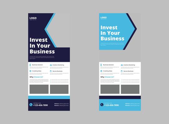 Invest business roll up banner template design. invest in your business banner design, cover, roll up banner, poster, print-ready