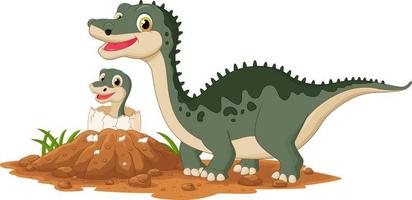 madre dinosaurio con bebé saliendo del cascarón