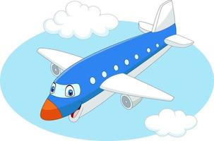 avión de dibujos animados volando en el cielo vector