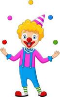 Happy clown juggling with colorful balls
