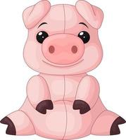 lindo bebé cerdo dibujos animados sentado vector