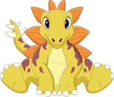 Cartoon baby stegosaurus dinosaur sitting vector