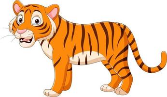 Cartoon tiger on white background vector
