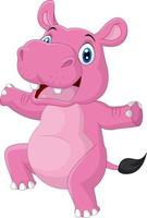 Cartoon happy hippo dancing on white background vector