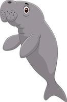 Cute manatee cartoon on white background vector