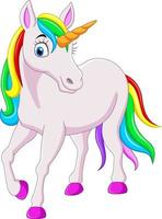 caballo de unicornio de arco iris de dibujos animados aislado sobre fondo blanco